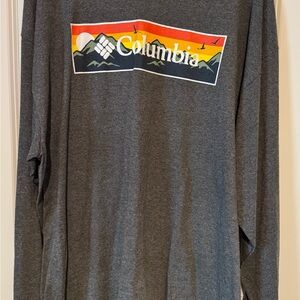 Men’s Columbia Dark Gray Long Sleeve Graphic Tee size 2X